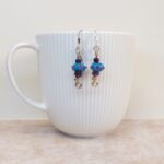 עגילים טורקיז נקודות סגולות