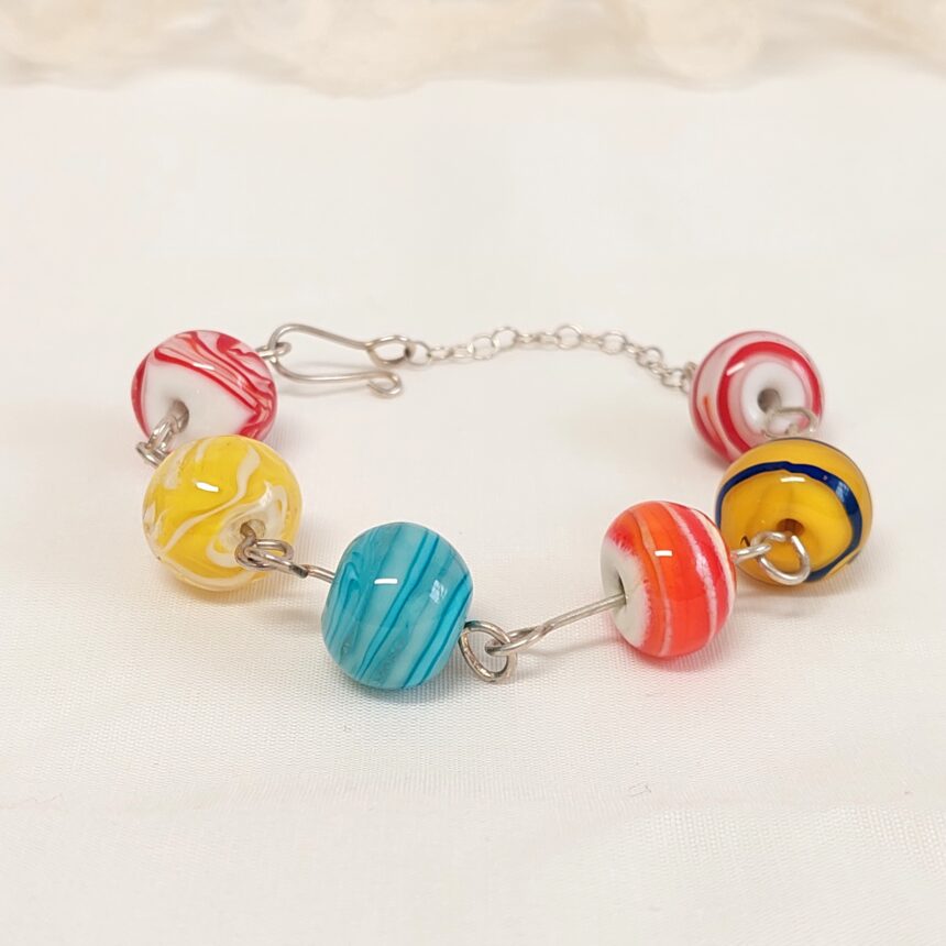 צמיד חרוזים עגולים צבעוני