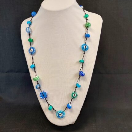 שרוך דיסקים ארוך כחול ירוק טורקיז
