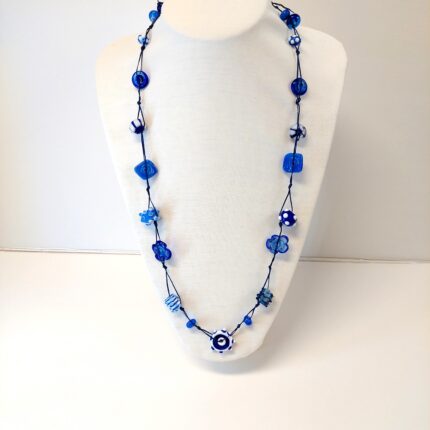 שרשרת שרוך ארוך דיסקים כחולים